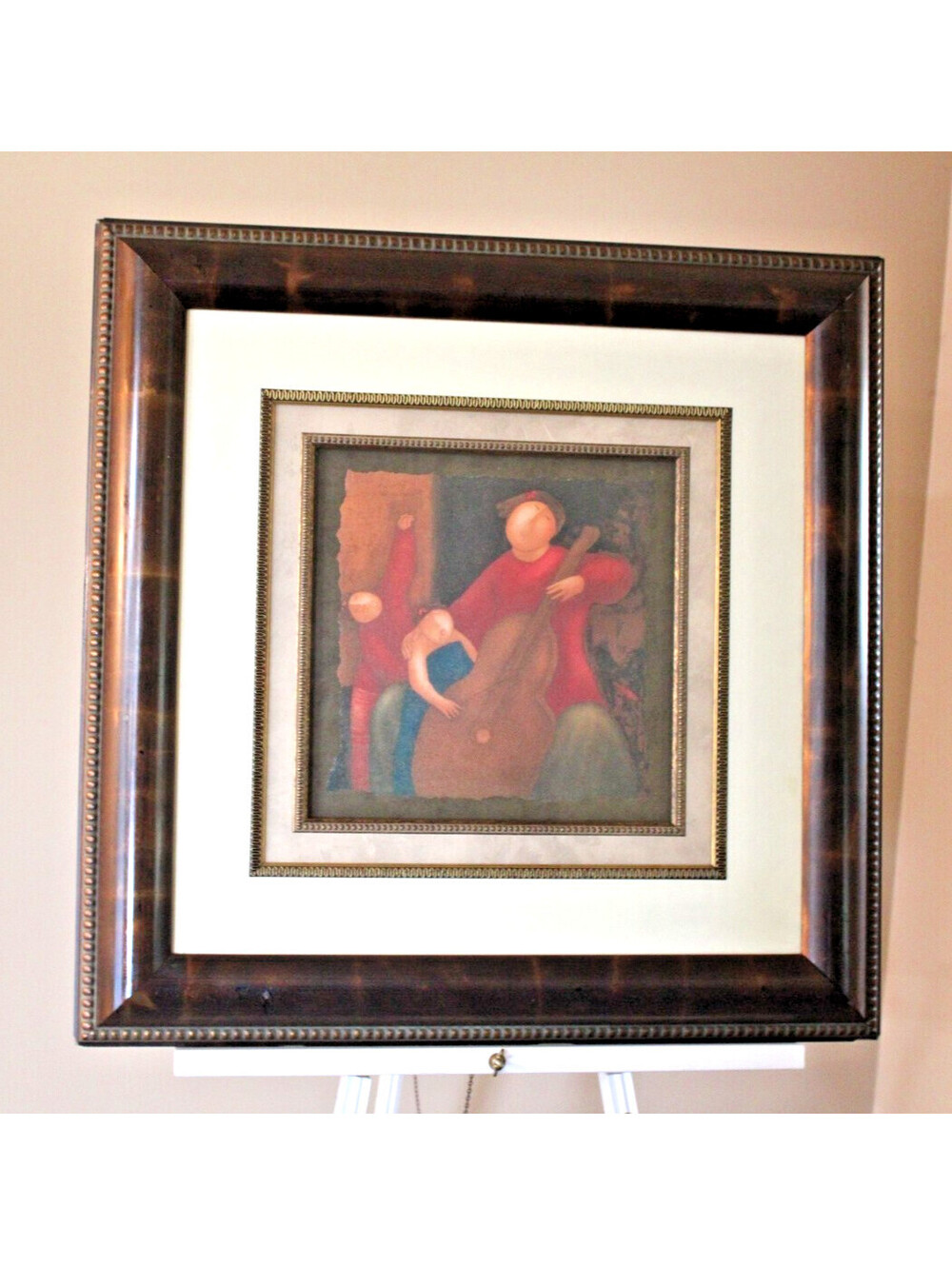 Eng Tay "Lessons" Etching Litho Gallery #6434 Custom Mats & Frame 28x29 Heavy
